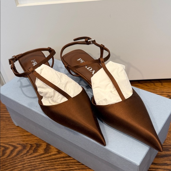 Prada Shoes - Prada Women's Dark Brown satin Pointed Heels